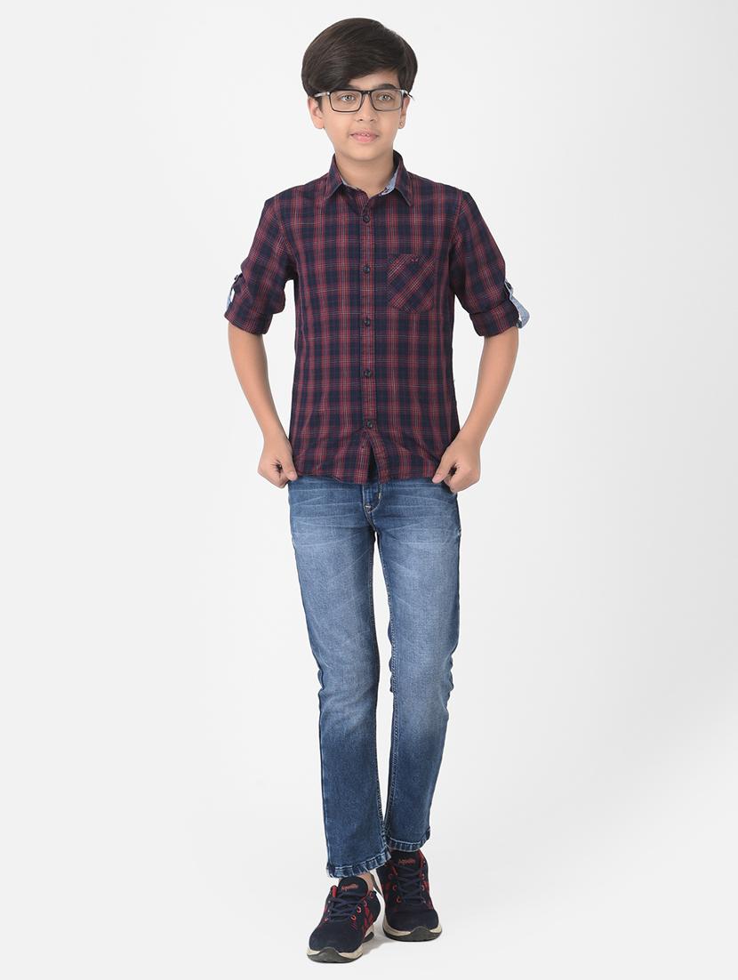 navy blue checkered shirt - 18386622 - Zoom Image - 4
