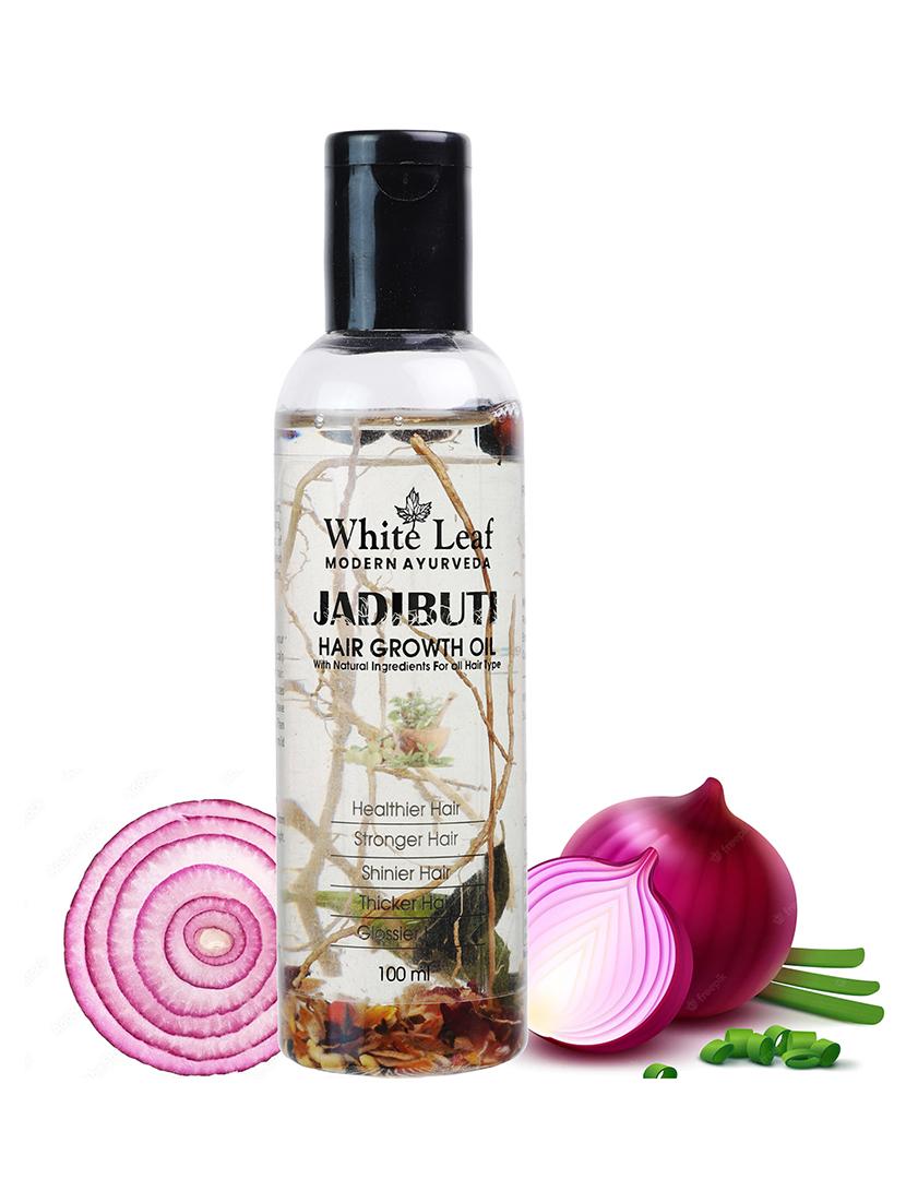 white leaf ayurvedic natural jadibuti hair oil for hair fall & dandruff control, healthy thick and stronger hair 100ml hair care - 18386727 - Zoom Image - 1