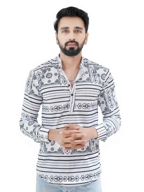 white printed short kurtas - 18386765 - Standard Image - 1