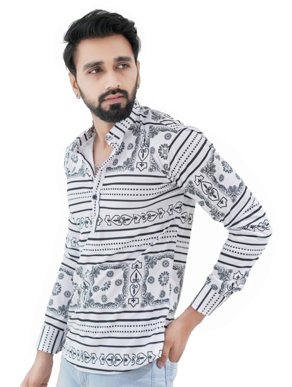white printed short kurtas - 18386765 - Zoom Image - 2