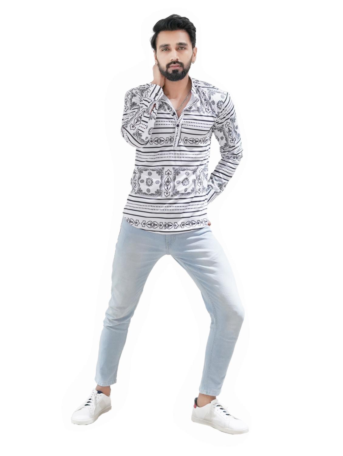 white printed short kurtas - 18386765 - Zoom Image - 5