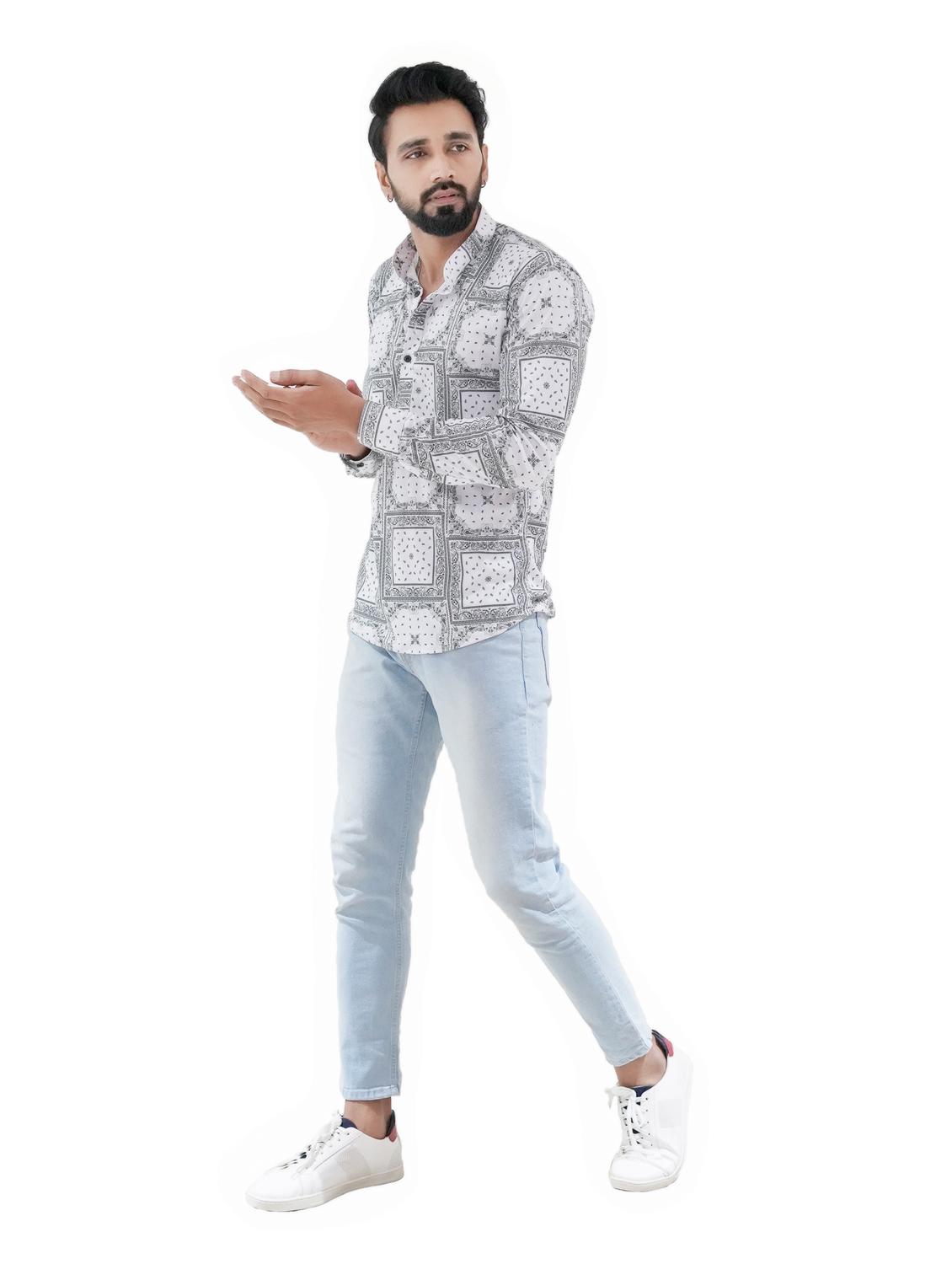 white printed short kurtas - 18386767 - Zoom Image - 4