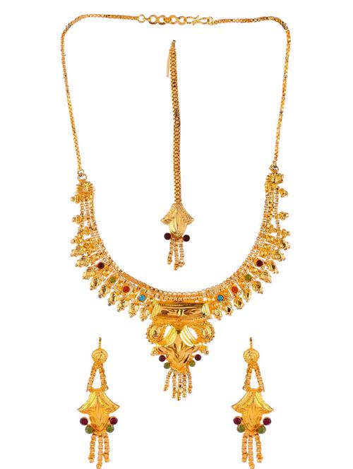 gold brass necklaces and earring - 18387107 - Standard Image - 1