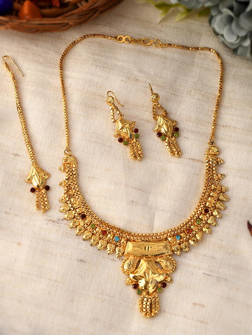 gold brass necklaces and earring - 18387107 - Zoom Image - 2