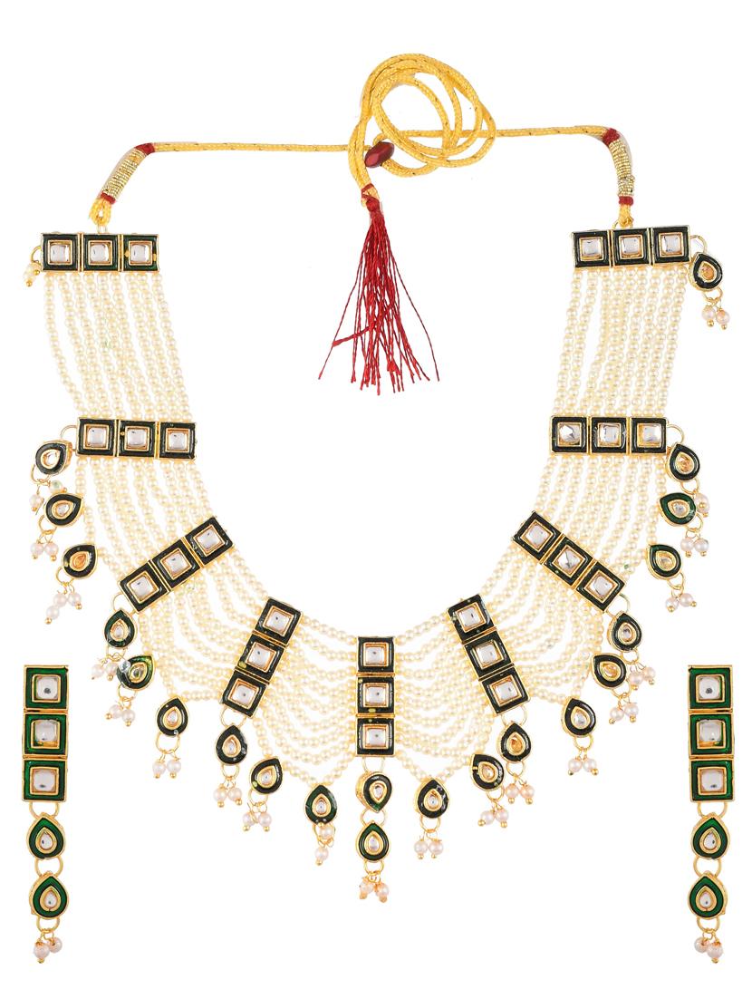 white brass necklaces and earring - 18387596 - Zoom Image - 1
