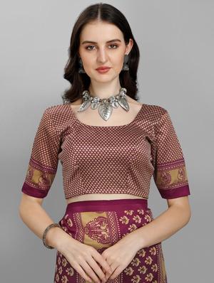 self design woven saree with blouse - 18388153 - Standard Image - 4