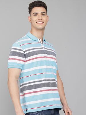 light-blue striped polo t-shirt - 18388259 - Standard Image - 2
