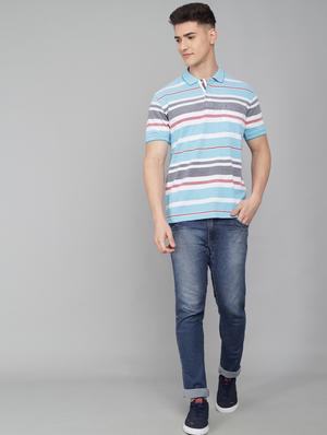 light-blue striped polo t-shirt - 18388259 - Standard Image - 4