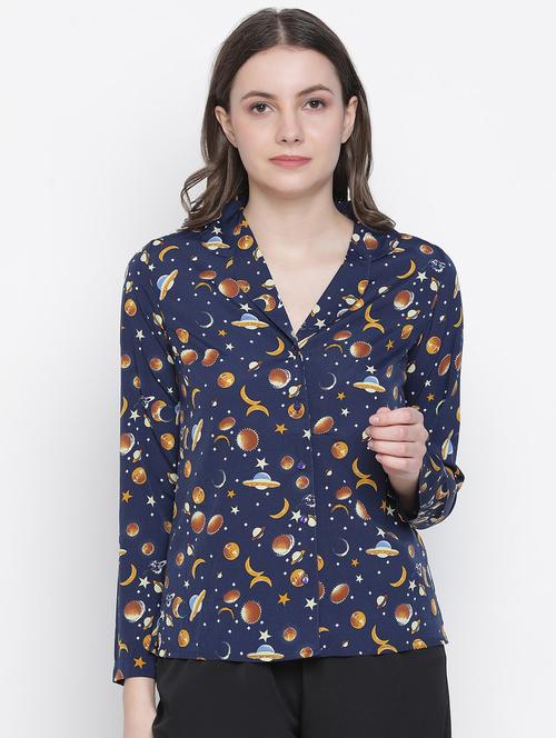 lapel neck printed shirt - 18388412 - Standard Image - 1