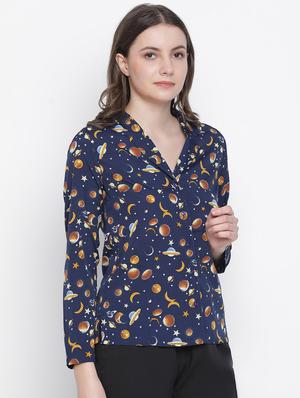 lapel neck printed shirt - 18388412 - Standard Image - 2