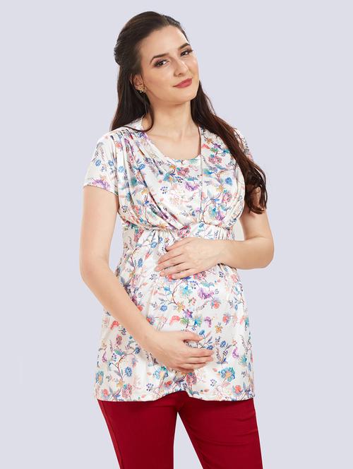 round neck printed top maternity wear top - 18388699 - Standard Image - 1