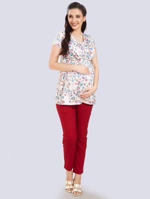 round neck printed top maternity wear top - 18388699 - Standard Image - 2
