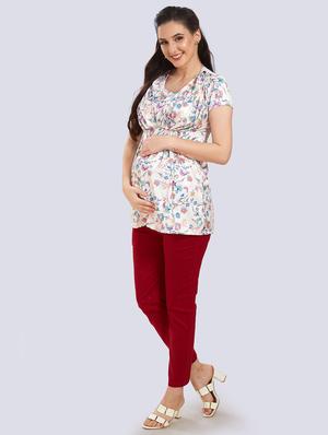 round neck printed top maternity wear top - 18388699 - Standard Image - 3