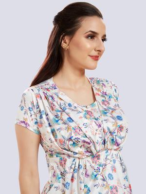round neck printed top maternity wear top - 18388699 - Standard Image - 4
