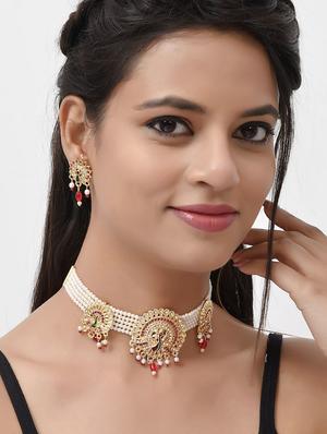 white brass necklaces and earring - 18388805 - Standard Image - 6