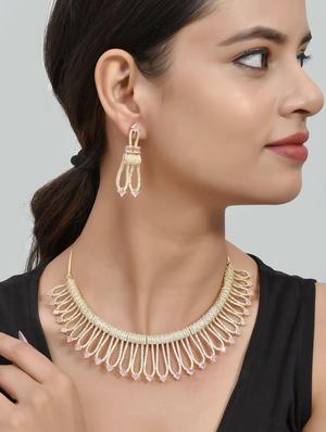 gold brass necklaces and earring - 18388977 - Standard Image - 6