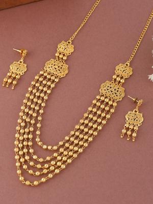 gold brass necklaces and earring - 18389071 - Standard Image - 2