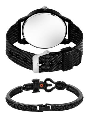 kajaru new fancy stylish - black pu strap & mahadev bracelet combo watch - 18389178 - Standard Image - 2