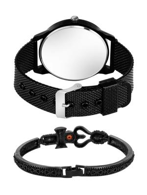 kajaru new fancy stylish - black pu strap & mahadev bracelet combo watch - 18389191 - Standard Image - 2