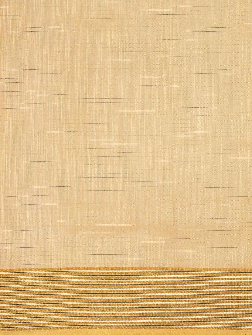 cream cotton silk plain saree with blouse - 18389407 - Zoom Image - 4