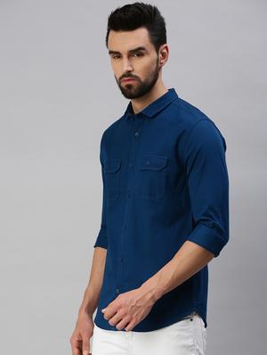light blue solid casual shirt - 18389639 - Standard Image - 3