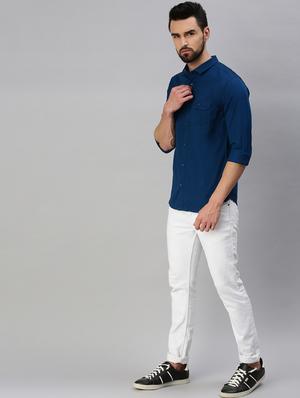 light blue solid casual shirt - 18389639 - Standard Image - 5