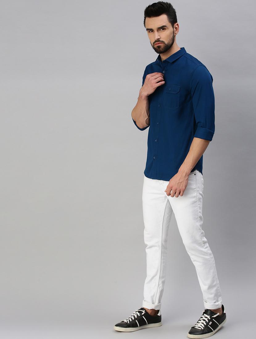light blue solid casual shirt - 18389639 - Zoom Image - 5