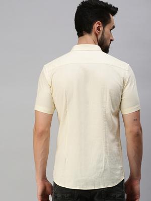 beige solid casual shirt - 18389647 - Standard Image - 3
