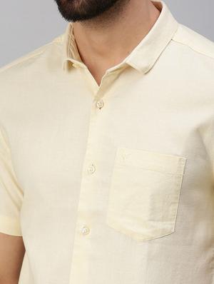 beige solid casual shirt - 18389647 - Standard Image - 5