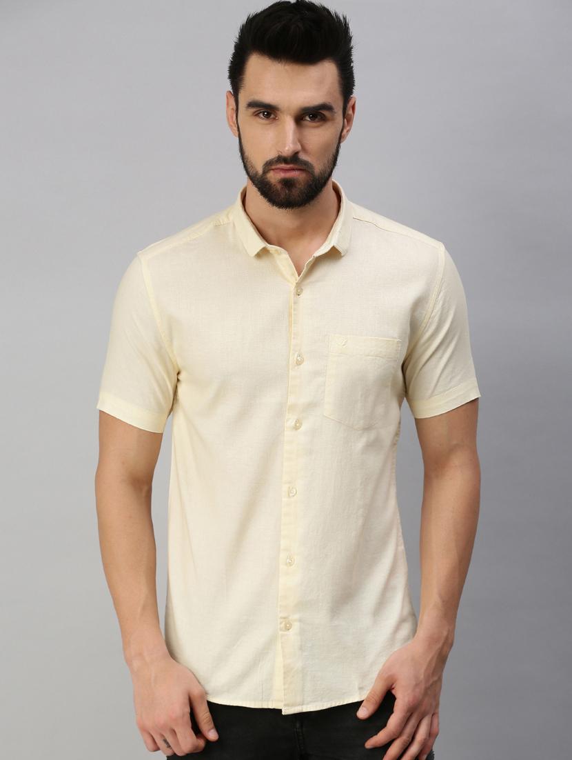 beige solid casual shirt - 18389647 - Zoom Image - 1