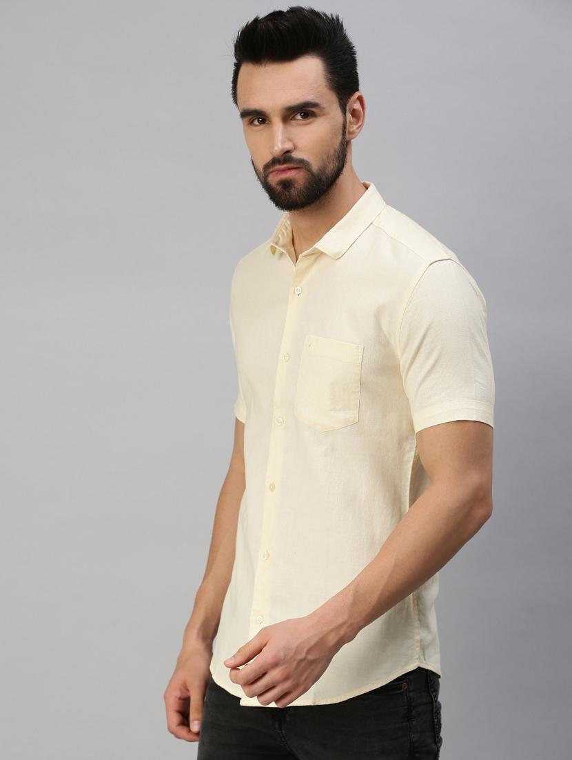 beige solid casual shirt - 18389647 - Zoom Image - 2