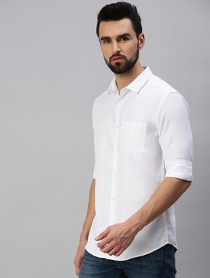 white solid casual shirt - 18389674 - Standard Image - 2