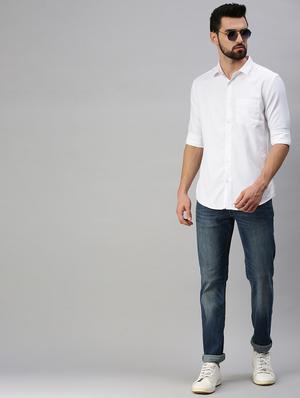 white solid casual shirt - 18389674 - Standard Image - 4