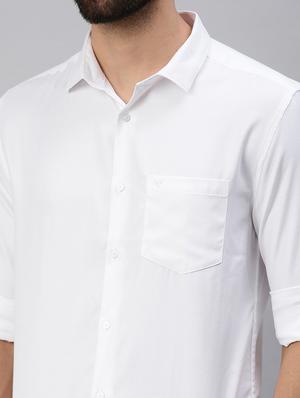 white solid casual shirt - 18389674 - Standard Image - 5
