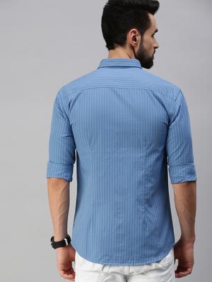 blue striped casual shirt - 18389685 - Standard Image - 3