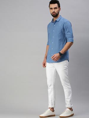 blue striped casual shirt - 18389685 - Standard Image - 4