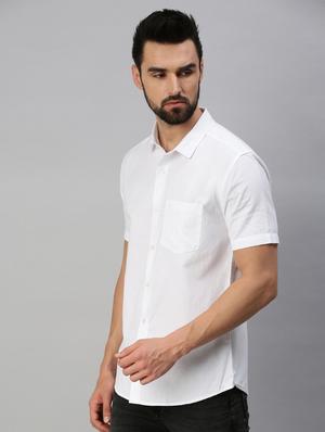 white solid casual shirt - 18389691 - Standard Image - 2