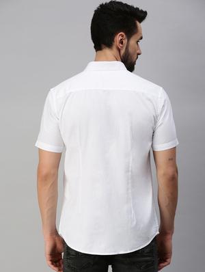 white solid casual shirt - 18389691 - Standard Image - 3