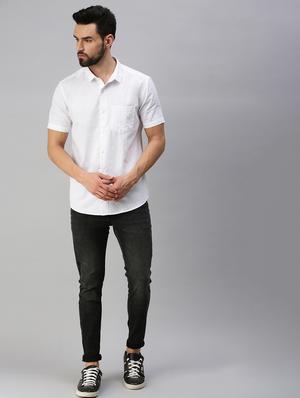 white solid casual shirt - 18389691 - Standard Image - 4
