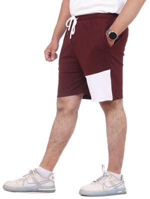 maroon color-blocked short - 18389909 - Standard Image - 2