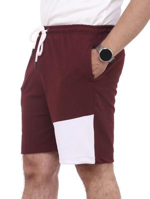 maroon color-blocked short - 18389909 - Standard Image - 4