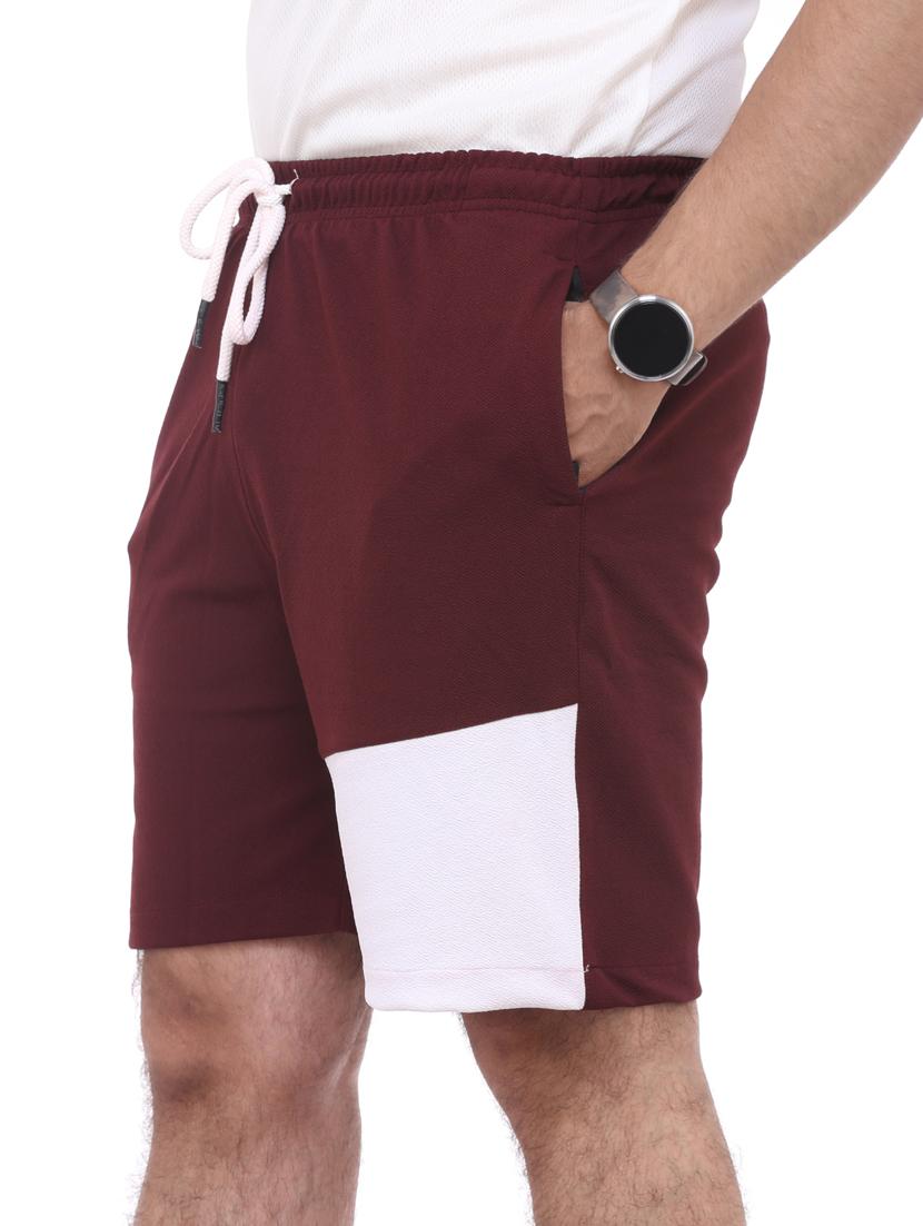 maroon color-blocked short - 18389909 - Zoom Image - 4