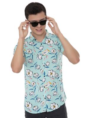 green printed casual shirt - 18389917 - Standard Image - 2