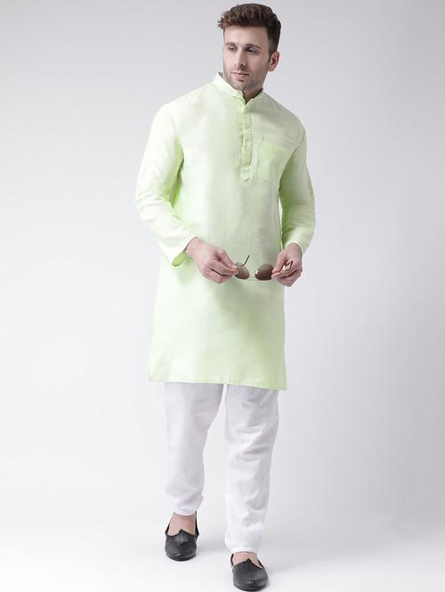 green solid kurta pyjama ethnic wear set - 18389976 - Standard Image - 1