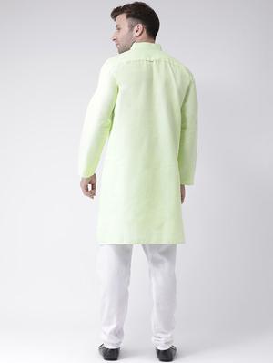 green solid kurta pyjama ethnic wear set - 18389976 - Standard Image - 4