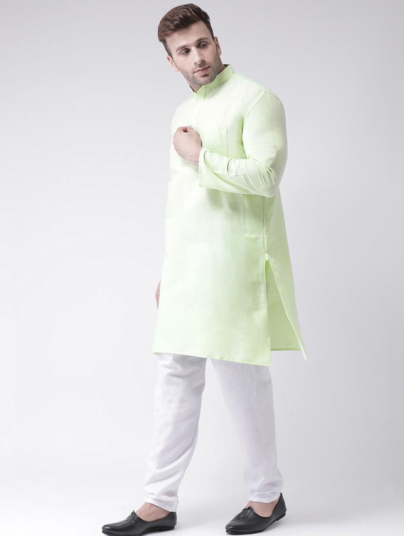 green solid kurta pyjama ethnic wear set - 18389976 - Zoom Image - 2