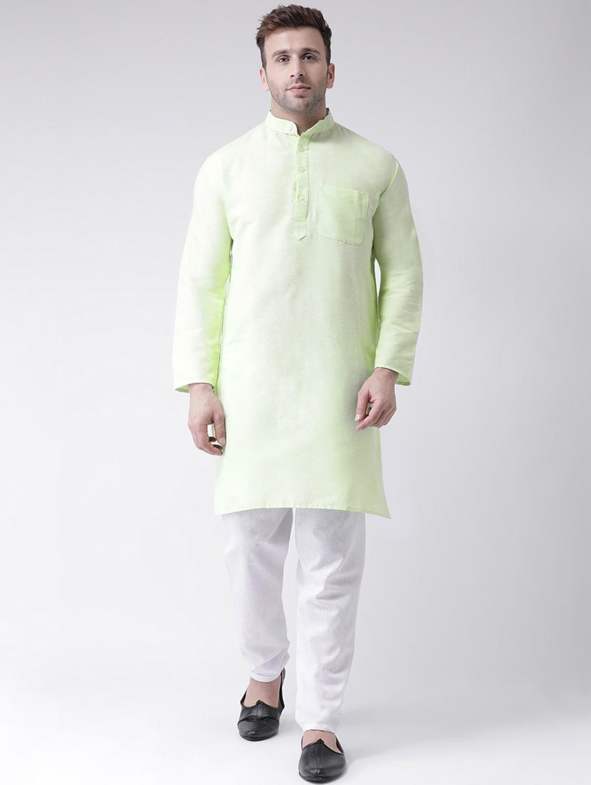 green solid kurta pyjama ethnic wear set - 18389976 - Zoom Image - 3