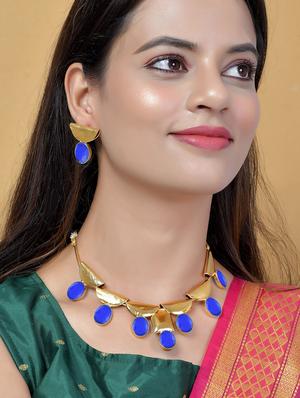 blue brass necklaces and earring - 18390121 - Standard Image - 6