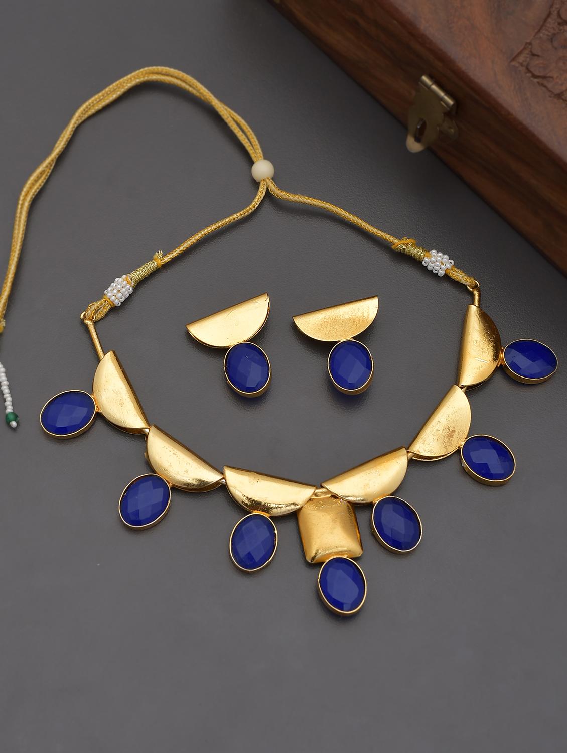 blue brass necklaces and earring - 18390121 - Zoom Image - 1