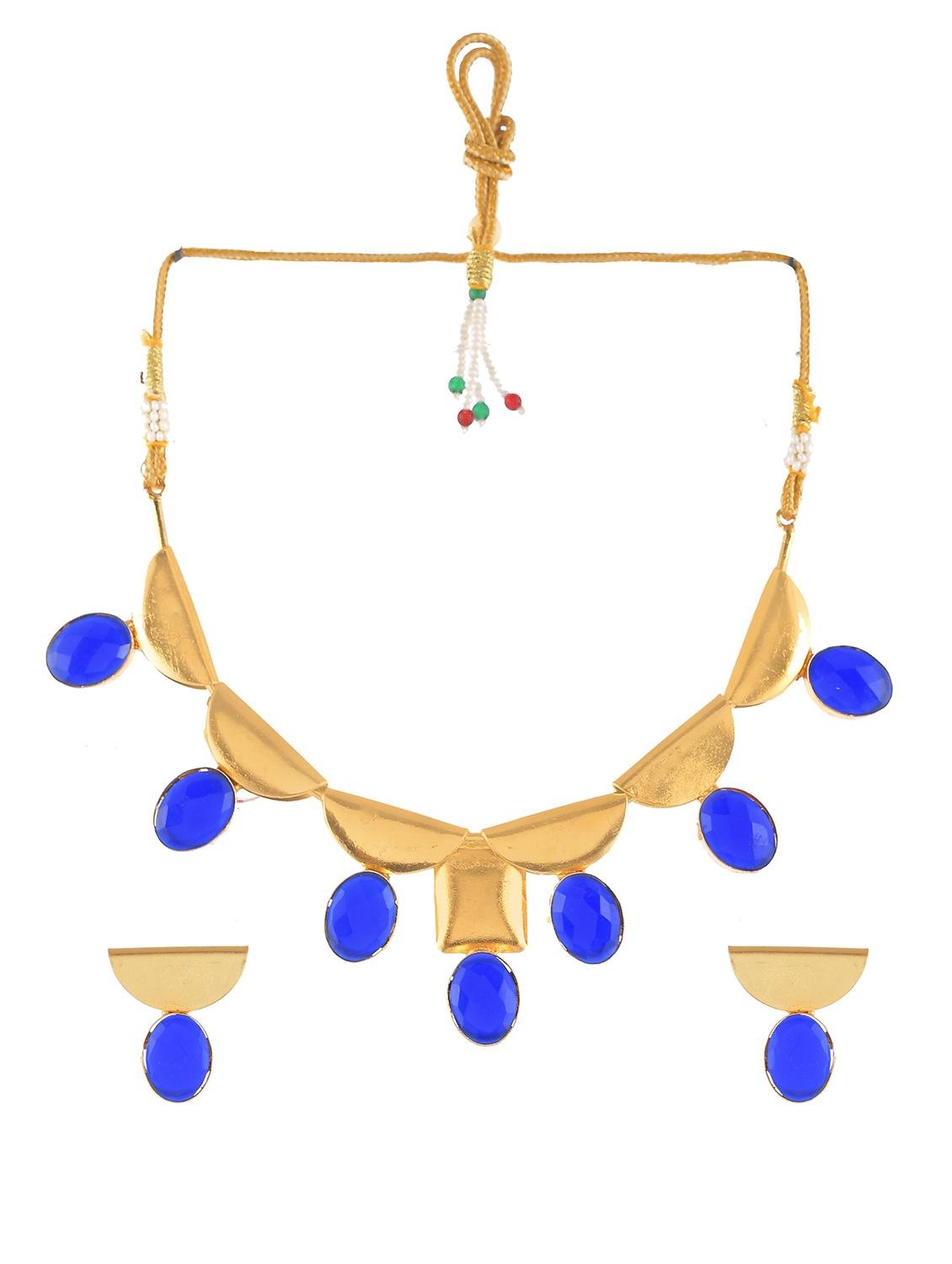 blue brass necklaces and earring - 18390121 - Zoom Image - 2